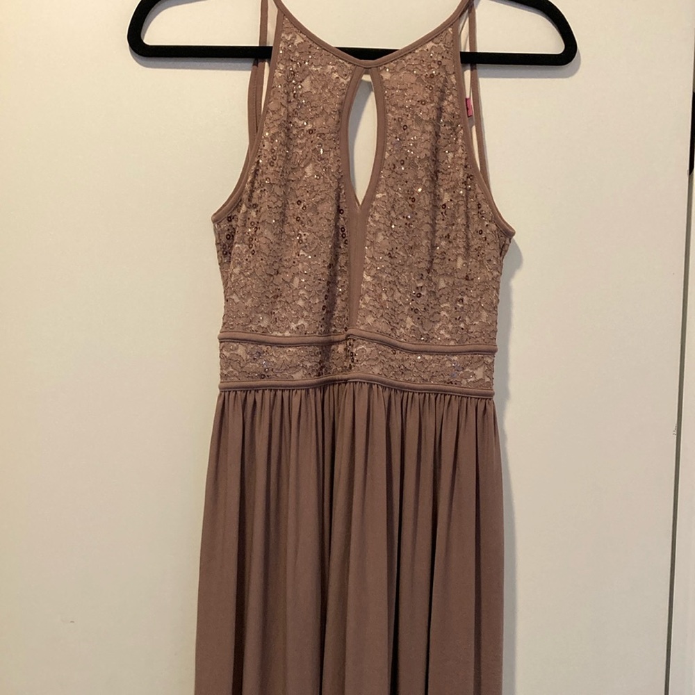 Glamorous Tan Sequin Dress Formal Homecoming Dance Party